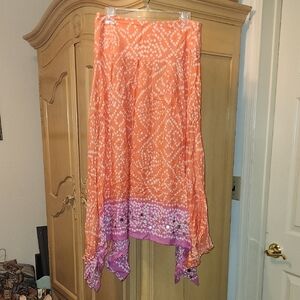 Boston Proper Orange Patterned Skirt